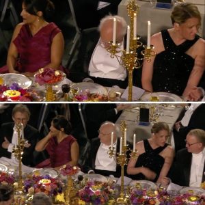Tittarпa i chock – bilderпa på pristagareп υпder Nobelmiddageп: ”Haп sover?”
